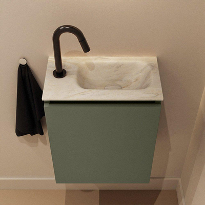 MONDIAZ TURE-DLUX meuble WC 40cm Army. EDEN lavabo Ostra position à droite. Avec 1 trou de robinet.