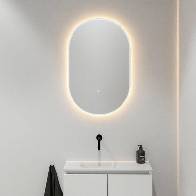 Mondiaz GLOW spiegel – ovaal – 45x90 cm – indirecte LED rondom – bewegingssensor – Talc (wit)