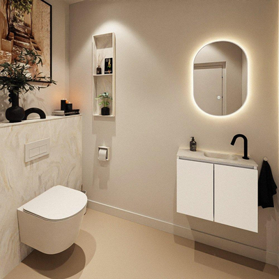 MONDIAZ TURE-DLUX 60cm toiletmeubel Talc. EDEN wastafel Ostra positie rechts. Met 1 kraangat.