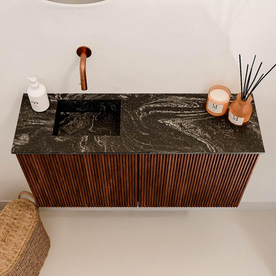 Mondiaz JOYA-DLUX Meuble de salle de bains 80cm - couleur Ruby - Lavabo FAYE position Gauche Sans trou de robinet couleur Lava