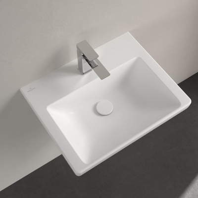 Villeroy & boch subway 3.0 lavabo 55x44x16.5cm rectangle 1 trou pour robinetterie sans trou de trop-plein pierre blanche mate céramique+