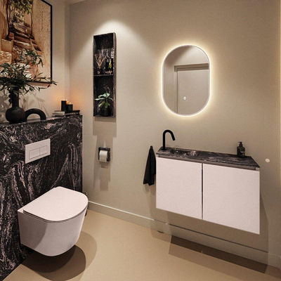 MONDIAZ TURE-DLUX 80cm toiletmeubel Rosee. EDEN wastafel Lava positie links. Met 1 kraangat.
