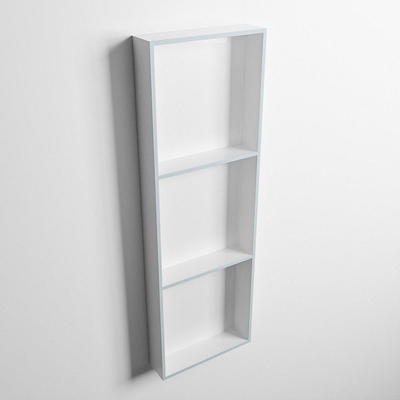 Mondiaz Easy nis 29.5x89.5x8cm voor Inbouw/opbouw 3 open vakken Solid surface Talc/Clay