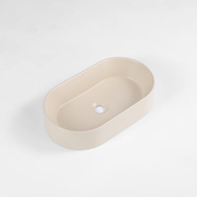 QeramiQ Dely Vasque à poser - 52x30x11.5cm - ovale - céramique - beige