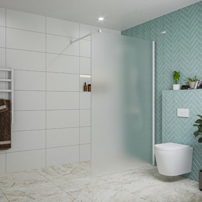 FugaFlow Eccelente Vetro inloopdouche badkamer - 120x200cm - mat glas - wandarm - mat wit