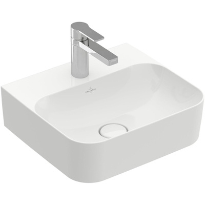 Villeroy & Boch Finion lave-mains dessous rectifié 1 trou de robinetterie 43x39cm - ceramic+ avec trop-plein dissimulé blanc