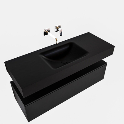 MONDIAZ ALAN 120cm - meuble bas - 1 tiroir - lavabo suspendu - vasque au centre - 0 trous de robinet - urban