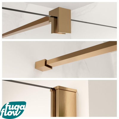 FugaFlow Eccelente Vetro ensemble de profil 200cm + barre de renfort 120cm en cuivre brossé -