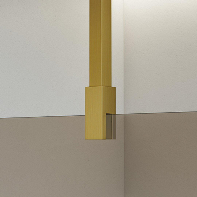 FortiFura Galeria Douche à l'italienne - 100x200cm - Fumé - Bras plafond - Laiton brossé (doré)