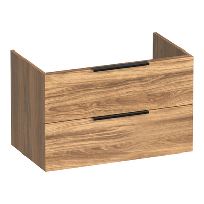 BRAUER Elevate wastafelonderkast 80 excl. opleggrepen 2 softclose lades en 1 sifon uitsparing - Honey