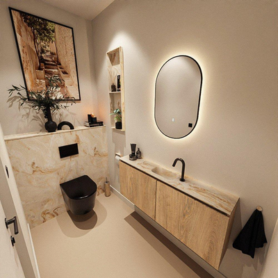 MONDIAZ TURE-DLUX 120cm toiletmeubel Washed Oak. EDEN wastafel Frappe positie midden. Met 1 kraangat.