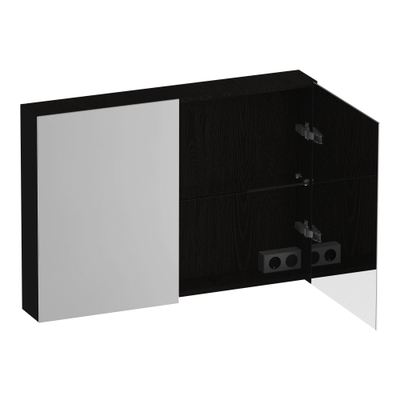 BRAUER Impress spiegelkast - 100x70x15cm - zonder verlichting - 2 dubbelzijdige spiegeldeuren - Timber Black