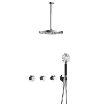 Hotbath Cobber X IBSX70 Regendoucheset inbouw - hoofddouche 30cm - plafondarm 30cm - handdouche rond 3 standen - Chroom