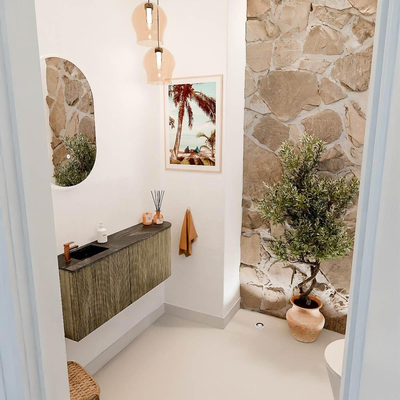 Mondiaz JOYA-DLUX 101.6cm toiletmeubel - ronding rechts kleur Dusk - Wastafel FAYE positie Links 1 kraangat kleur Lava.