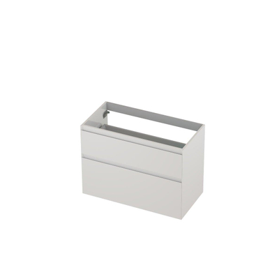 INK Wastafelonderkast - 90x45x65cm - 2 lades - greeploos - MDF lak - Hoogglans wit