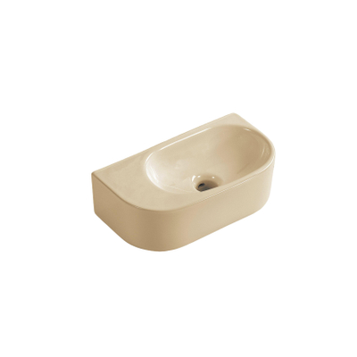 QeramiQ Pure Lavabo pour WC - 40x22x12cm - Lisse - semi-circulaire - sans trou de robinet - Céramique - Beige mat