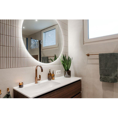 INK Aspekt lavabo - 120x45x1.5cm - 1 lavabo à gauche - 1 trou de robinet - porcelaine blanche brillante