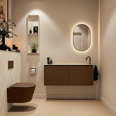 MONDIAZ TURE-DLUX 120cm toiletmeubel Rust. EDEN wastafel Ostra positie rechts. Met 1 kraangat.