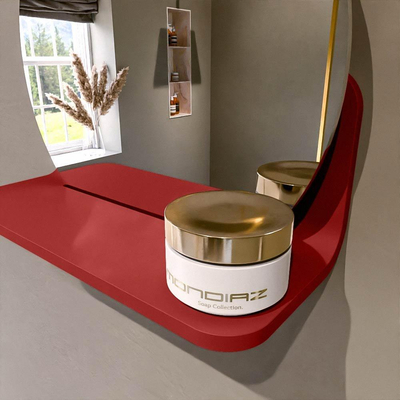 Mondiaz SPOT miroir – Ø 30 cm – avec tablette – Fire (rouge)