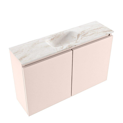 MONDIAZ TURE-DLUX Meuble de toilette 80cm Rosee. EDEN lavabo Frappe position milieu. Avec 1 trou de robinet.