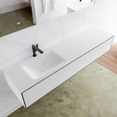 Mondiaz Lagom Meuble avec 2 tiroirs 170x30x45cm vasque Cloud gauche 1 trou de robinet Solid Surface Urban