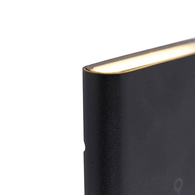 QAZQA Batt applique murale - 11,5x9x3cm - LED incl. - IP65 - noir mat