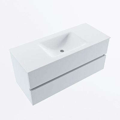 Mondiaz VICA Ensemble de meuble de salle de bain - 110cm - meuble sous-vasque argile - 2 tiroirs - lavabo nuage milieu - 1 trou de robinet - version haute de 60cm - talc