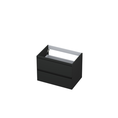 INK Wastafelonderkast - 70x45x52cm - 2 lades - greeploos - MDF lak - Antraciet mat