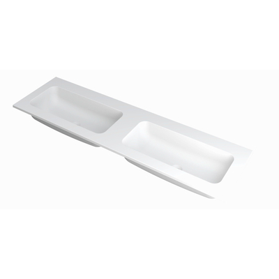 INK Faktor wastafel - 160x45x1.5cm - 2 wasbakken - 0 kraangaten - polystone wit mat