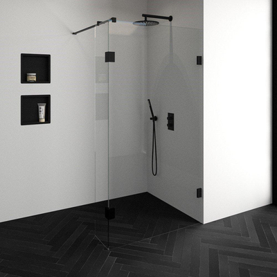 BRAUER Void inloopdouche helder glas 110x200 met 30 zijwand incl. glascoating mat zwart