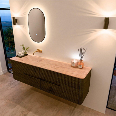 Mondiaz CIRO-DLUX Badkamermeubelset - 170x45x50cm - Solid surface wastafel Saba - 1 wasbak Links - zonder kraangaten - 4 lades - Shadow