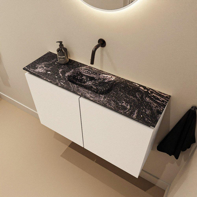 MONDIAZ TURE-DLUX 80cm toiletmeubel Talc. EDEN wastafel Lava positie midden. Zonder kraangat.