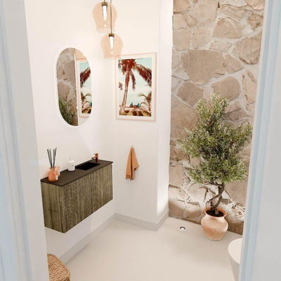 Mondiaz JOYA 70cm toiletmeubel - kleur Dusk - Wastafel FAYE positie Rechts 1 kraangat kleur Urban.