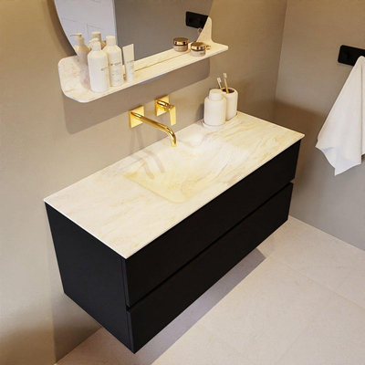 Mondiaz VICA-DLUX ensemble de meuble de salle de bain - 110cm - meuble sous-vasque urban - 2 tiroirs - lavabo encastré cloud milieu - sans trous de robinet - version haute de 60cm - ostra