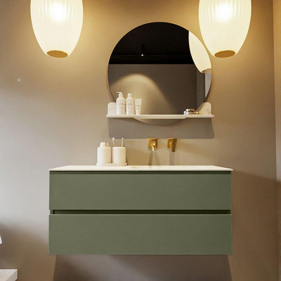 Mondiaz VICA-DLUX ensemble de meuble de salle de bain - 110cm - meuble sous-vasque armée - 2 tiroirs - lavabo encastré cloud droite - sans trous de robinet - version haute de 60cm - opalo