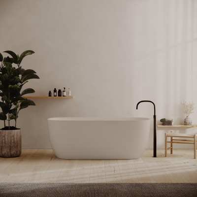 Ideavit Archtec Baignoire autoportante - 170x80x63cm - texture roche - trou de trop-plein - pieds réglables - blanc