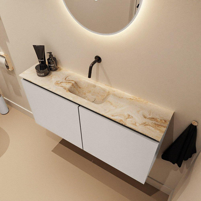 MONDIAZ TURE-DLUX 100cm toiletmeubel Linen. EDEN wastafel Frappe positie midden. Zonder kraangat.