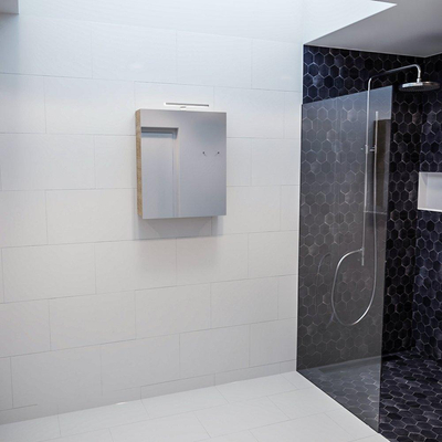 Miroir Armoire Mondiaz CUBB - 50x70cm - 1 porte - Chêne blanchi (Bois)