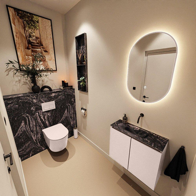 MONDIAZ TURE-DLUX 60cm toiletmeubel Rosee. EDEN wastafel Lava positie midden. Zonder kraangat.