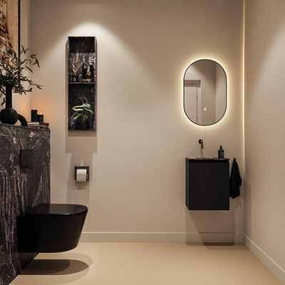 MONDIAZ TURE-DLUX Meuble de toilettes 40 cm Urban. Lavabo EDEN Lava position gauche. Sans trou de robinet.