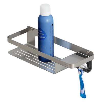 Tiger Caddy Panier de douche avec crochet porte-serviette 32 cm Inox brossé