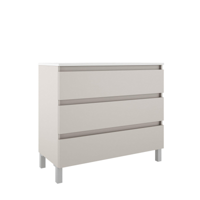 Saniclass Chaci PLUS Meuble bas de salle de bains - 100x86x46cm - 3 tiroirs - Poignée intégrée - MFC - cotton mat (beige)