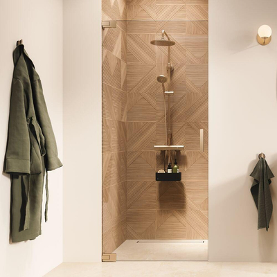 Sealskin Pure Porte de niche - 90x200cm - verre transparent - 8mm - traitement anticalcaire - or brossé