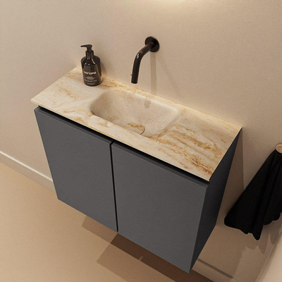 MONDIAZ TURE-DLUX Meuble de toilette 60cm Dark Grey. EDEN lavabo Frappe position milieu. Sans trou de robinet.