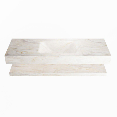 MONDIAZ ALAN - DLUX Badkamermeubelset - 130cm - planchet - Ostra - vrijhangende wastafel - wasbak midden - 1 kraangat - Ostra