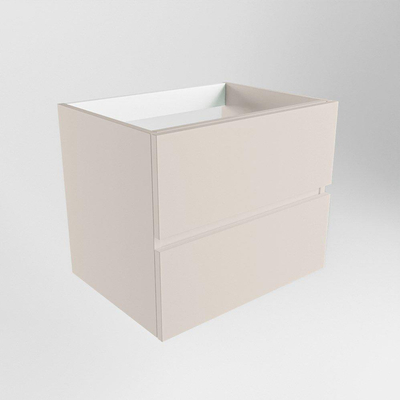 Mondiaz VICA badkamermeubelset - 60x45x50cm - 2 lades - uitsparing midden - softclose - Linen - vrijhangende wastafel - 61cm - midden - Talc