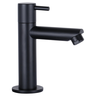 Differnz Helios kit lave-mains - 37,5x18,5x9,5cm - Rectangulaire - 1 trou de robinet gauche - Robinet noir mat droit - avec cadre noir - Céramique blanche