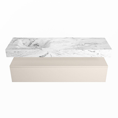 MONDIAZ ALAN - DLUX Badkamermeubelset - 150cm - onderkast - Linen - 1 lade - vrijhangende wastafel - wasbak links - 0 kraangaten - Glace