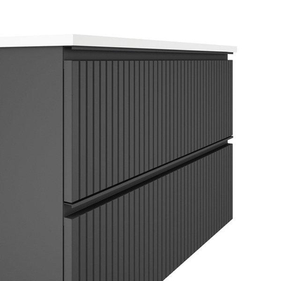 Saniclass Prime Blend Meuble sous lavabo - 100x55x45.9cm - 2 tiroirs - poignée intégrée - avec plan de toilette - mat anthracite