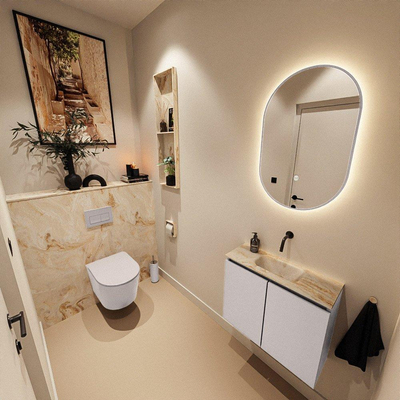MONDIAZ TURE-DLUX Meuble de toilettes 60 cm Cale. EDEN lavabo Frappe position milieu. Sans trou de robinet.